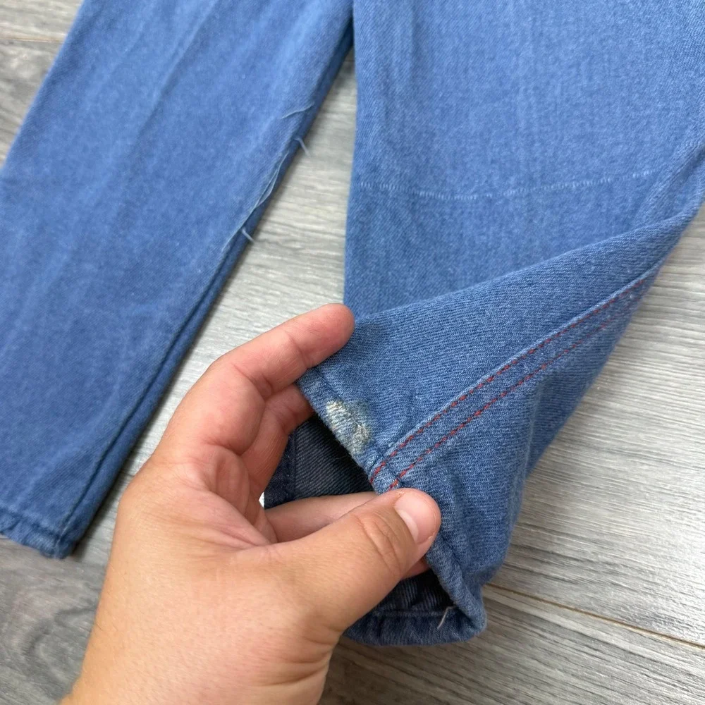 Vintage Kmart Klicks Kids Blue Denim Jeans Red Stitching 2T Taiwan Broken Zipper
